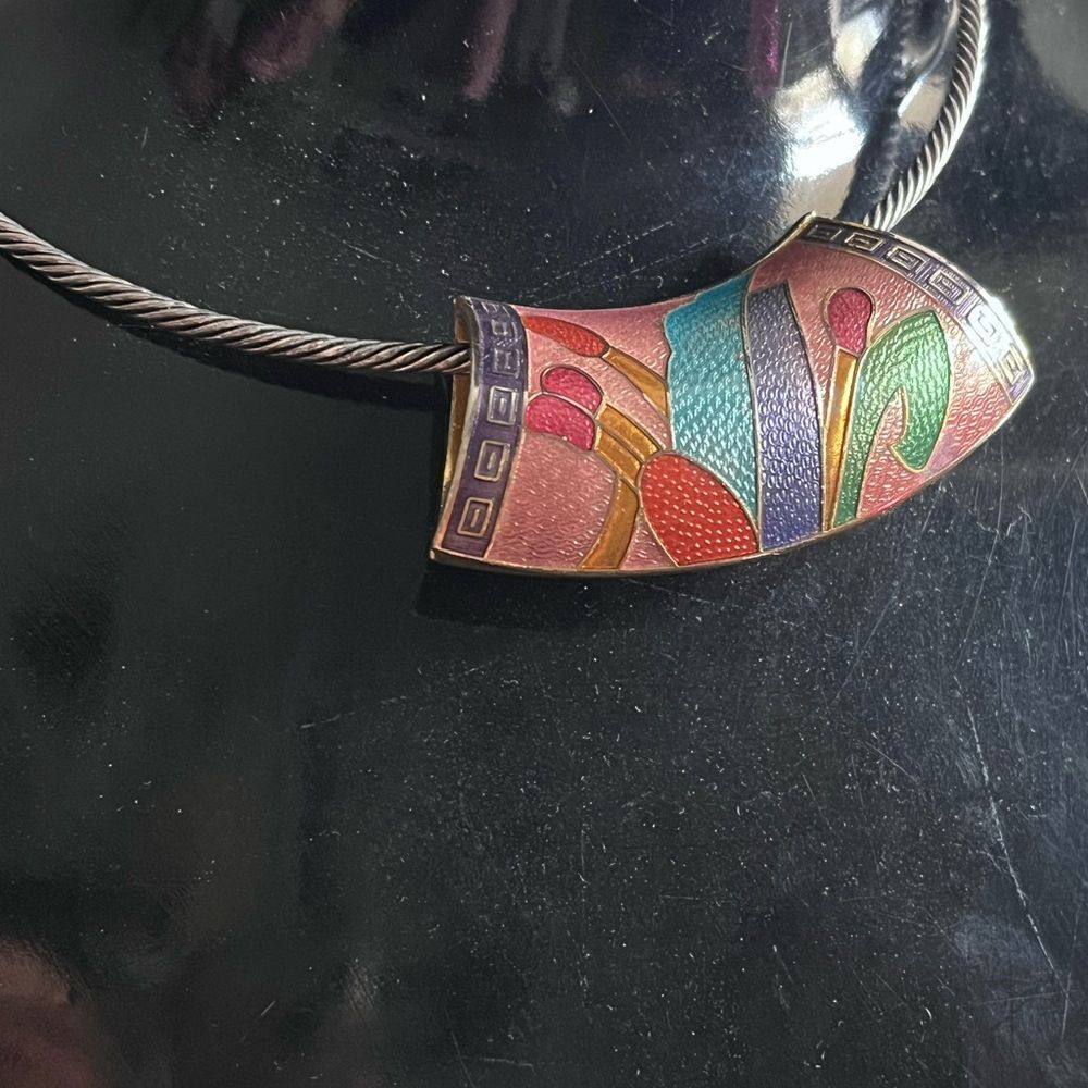 Vintage Colorful cloisonné Pendant Necklace
